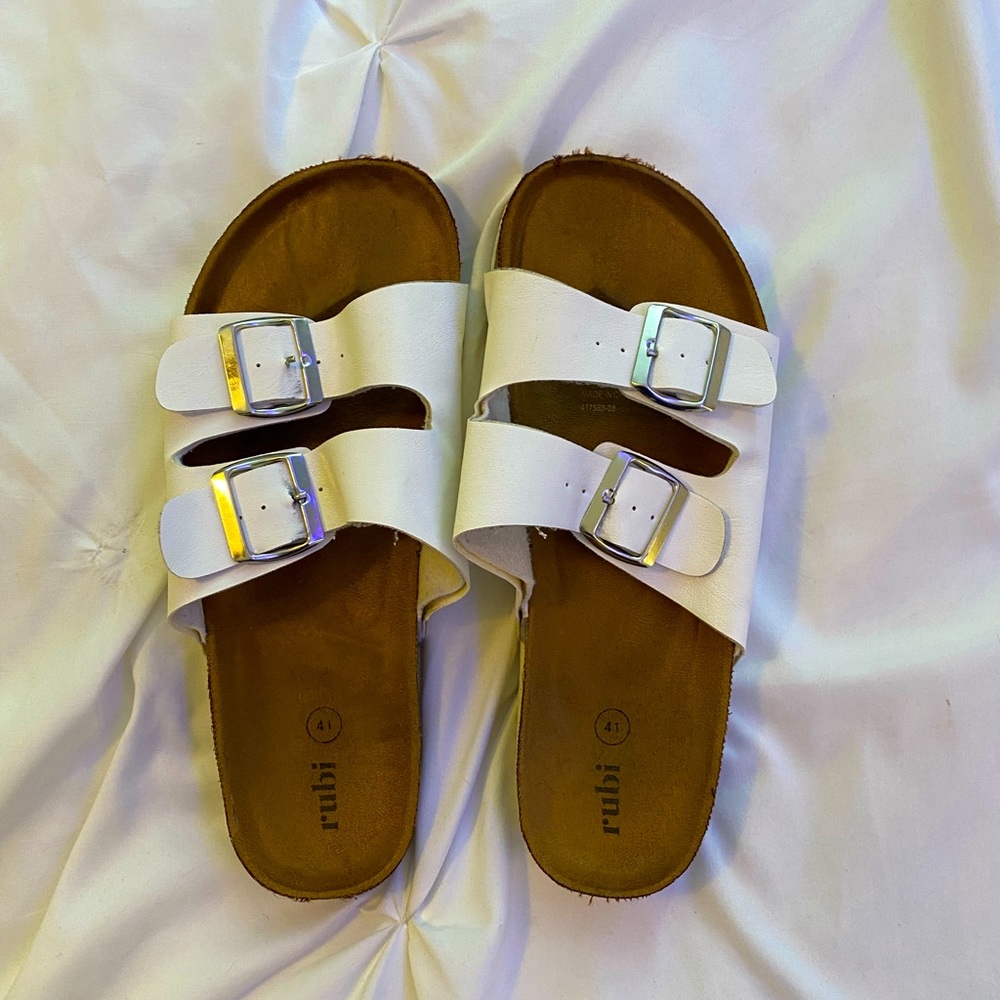 White Birkenstock Style Shoes